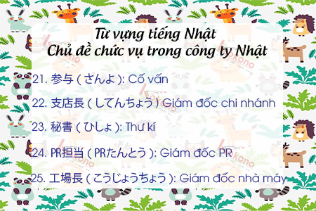 Từ vựng tiếng Nhật - chủ đề chức vụ trong Công ty Nhật