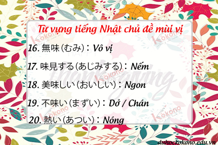 Từ vựng tiếng Nhật - chủ đề mùi vị 