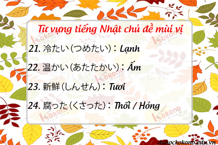 Từ vựng tiếng Nhật - chủ đề mùi vị 