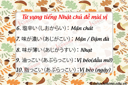 Từ vựng tiếng Nhật - chủ đề mùi vị 