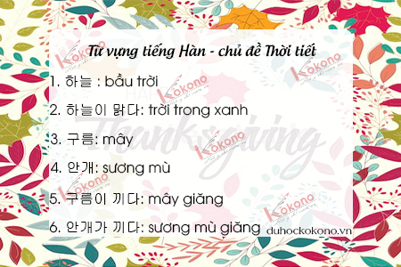 Từ vựng tiếng Hàn chủ đề thời tiết 