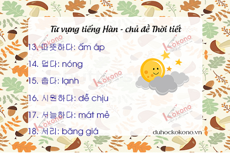 Từ vựng tiếng Hàn chủ đề thời tiết 