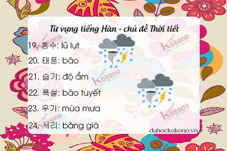 Từ vựng tiếng Hàn chủ đề thời tiết 