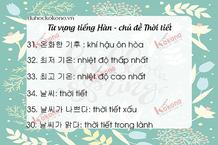 Từ vựng tiếng Hàn chủ đề thời tiết 